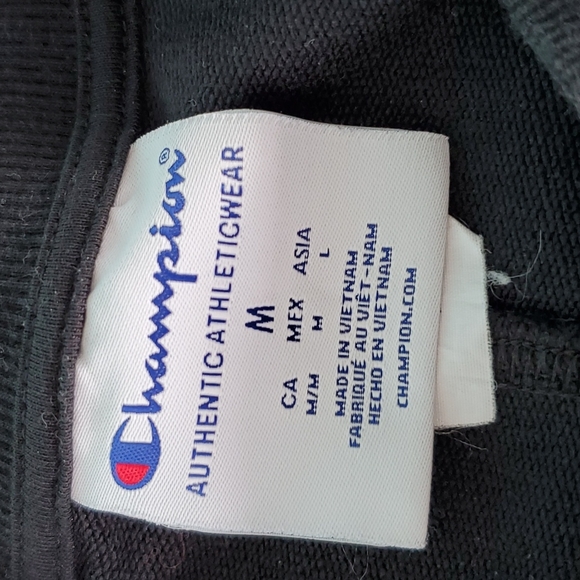 Champion Heritage Crop Fleece Crew Satin Stitch Logo Lined Sleeves Black White - Picture 8 of 8